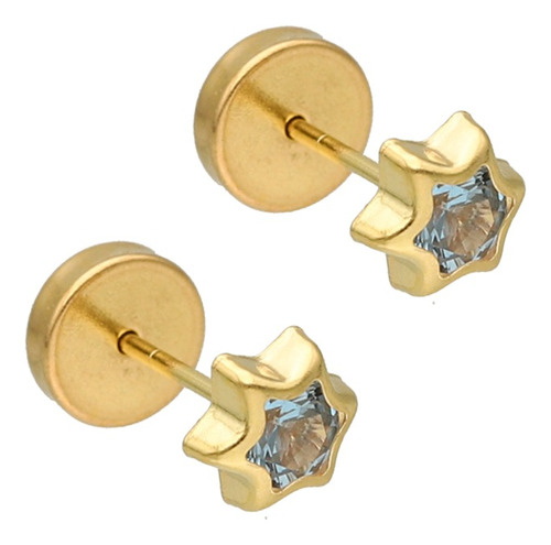 Aros Abridores Oro Lili 18kts Estrella Cubic 4mm Li-126