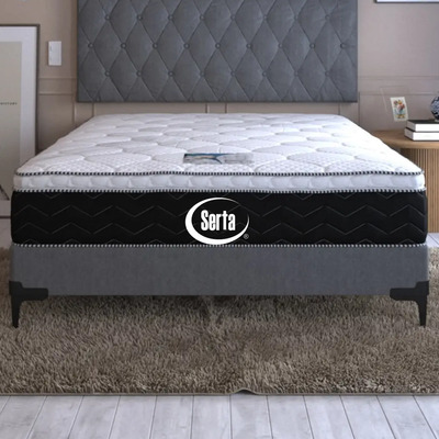 Colchón Queen Size Serta 10 Años Garantia + Box + Cabecera Negro