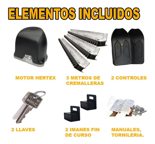 Motor Portón Corredizo Automático 1/4 Hertex 500kg Eléctrico Ventilado Montado Sobre Rulemanes Robusto Portones Pesados