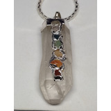 Piedra Cuarzo Cristal 6 Cms Con 7 Gemas De 7 Chakras 