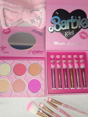 Barbie Set De Maquillajes, Con Brochas Y Vincha