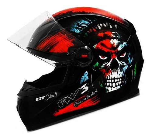 Capacete Fw3 Gt Skull Fechado Moto Similar Ls2 Design