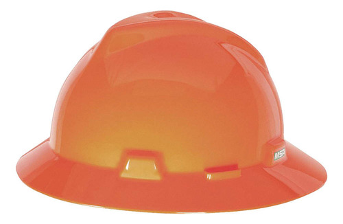 Casco De Seguridad Ala Ancha V Gard Suspensión Matraca Msa Color Naranja