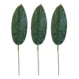 Kit 3 Folhas De Bananeira Planta Artificial Haste Toque Real