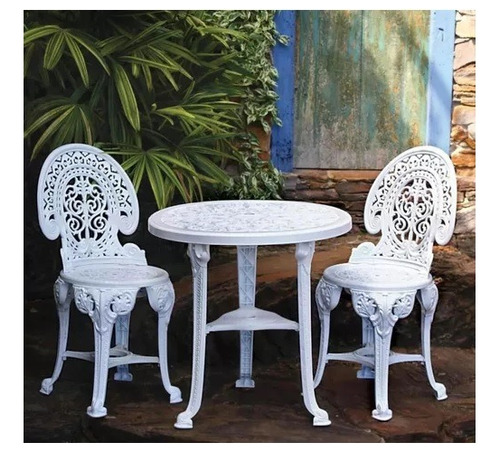 Conjunto Mesa De Plástico Redonda 70cm E 2 Cadeiras Colonial