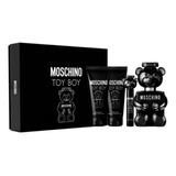Kit Perfume Toy Boy Moschino 100ml Edp + Miniatura 10ml + 100ml Gel De Banho + 100ml Pós Barba Original Lacrado Exclusivo