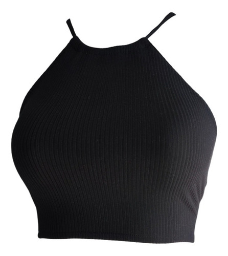 Top Halter Mujer Con Espalda Descubierta Y Cintilla Cruzada