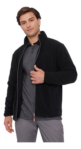 Polar Hombre Full Zipper Cuello Fleece Negro Corona