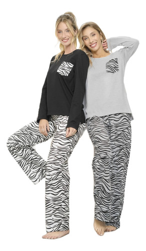 Pijama Jersey Invierno Mujer Estampado Cebra Lencatex 24321