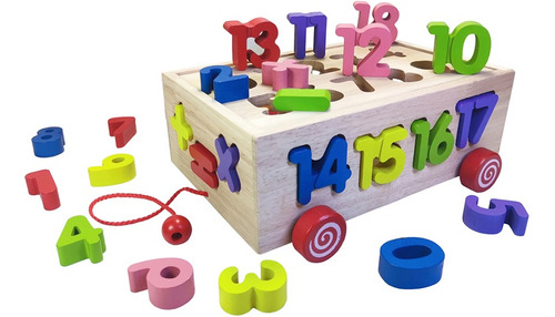 Juego De Encastre Madera Niño Carro Ruedas Letras Y Numeros