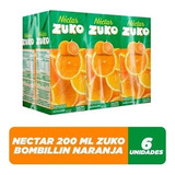 Jugo Zuko Nectar Naranja Bombillin, De 6 Unidades