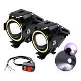 Par Faro Led Moto Ojo Angel Eyes Luz Auxiliar U7 Lupa 2 Pzs