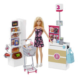 Barbie Playset Supermercado Con Muñeca Y Accesorios Mattel 