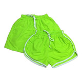 Kit Mozao 2 Shorts Coloridos Florescente Tactel Neon Barato