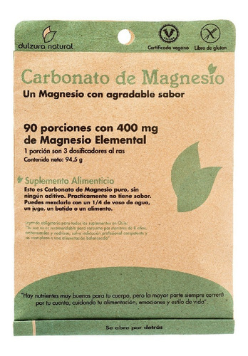 Carbonato De Magnesio / 400mg / Cuerpo Sano / Sin Gluten