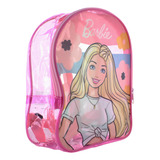Mochila Escolar Kinder Diseños Transparente Ligera Niños 871 Color Rosa Diseño De La Tela Barbie