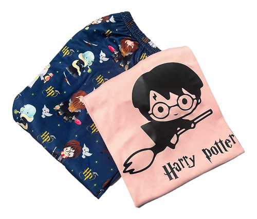 Pijama Harry Potter Dama Y Niña  Azul Rosado