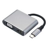 4-em-1 Hub Tipo-c Para Hd Vga Adaptador Usb Tipo-c Multiport