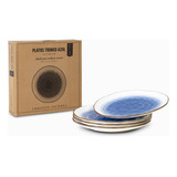 Plato Tronco Azul 28 Cm Set X 4 Ambiente Gourmet