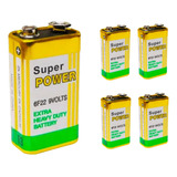 5 Unidades Bateria Pilha 9 Volts Peak Power Sensor Presença