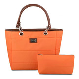 Bolsa Austin + Cosmetiquera Color Naranja/café