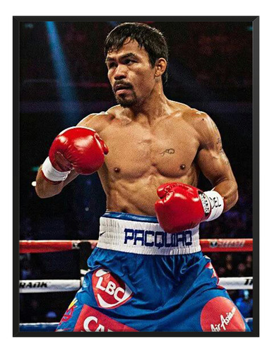 Cuadro Manny Pacquiao Boxeo Pacman Pelea Sala C/ Marco 80*60