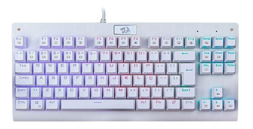 Teclado Gamer Redragon Dark Avenger K568 Qwerty Português Brasil Cor Lunar White Com Luz Rainbow