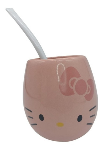 Mate Hello Kitty De Ceramica Rosa Kawaii Logo Nariz Amarill