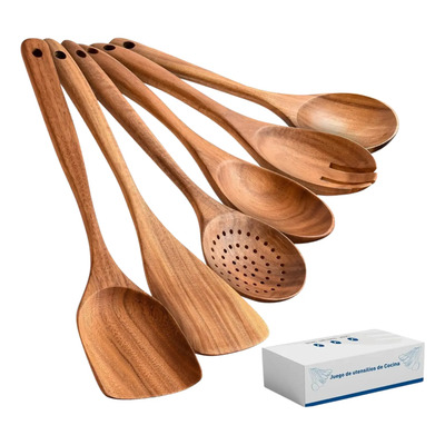 Juego De Cucharones Y Palas De Madera Para Cocina Café | Meses sin interés
