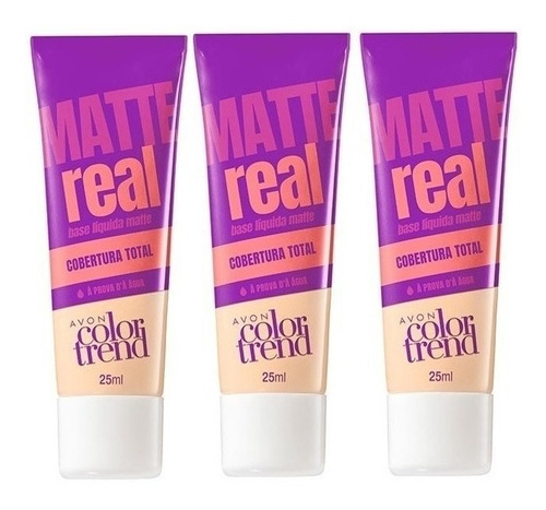 Kit 3 Bases Líquida Matte Real A Prova D'água  Avon