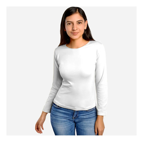 Blusa Térmica Afelpada Para Mujer Cuello Redondo