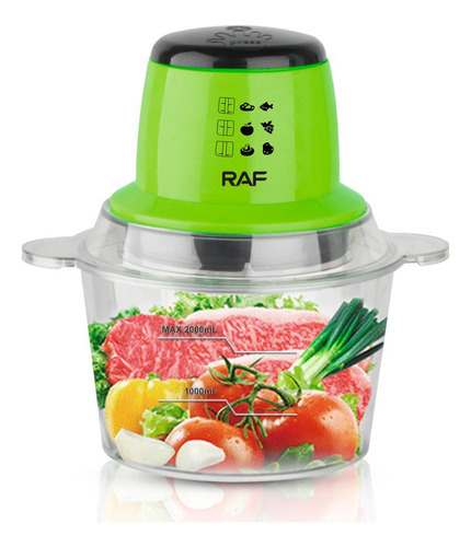 Picador Eléctrico Procesador De Alimentos Raf 600w 2l Color Verde