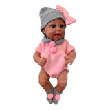 Boneca Bebe Reborn Boutique Dolls Com Macacao Rosa