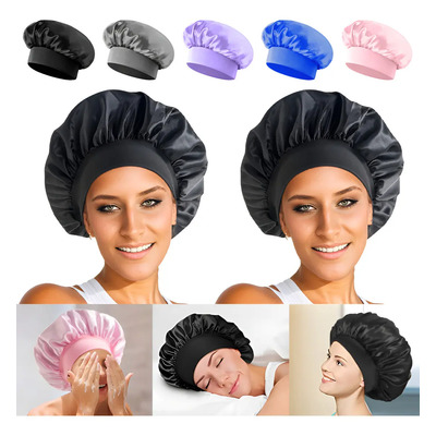 2pcs Gorro Para Dormir, Gorro De Pelo, Gorro De Satín Curli Negro | MercadoLibre