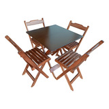Jogo Mesa70x70 Dobraveis 4 Cadeiras P/ Bar Rei Sol Cor Castanho