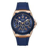 Reloj Guess W1049g2 Original Caballero Pulso Silicona Azul