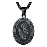 Collar De San Cristóbal Medalla Charms Cristiano Para Hombre