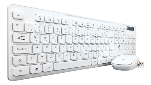 Kit Teclado E Mouse S/fio Wireless Branco Abnt2 Português