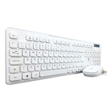 Kit Teclado E Mouse S/fio Wireless Branco Abnt2 Português