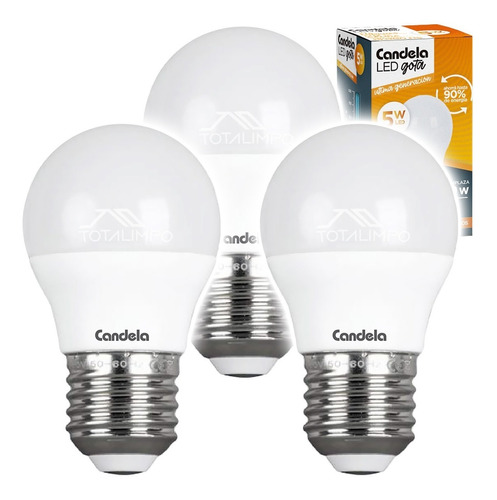 3 Lámparas Led Gota 5w (40w) Luz Cálida Candela 6799 Cuota