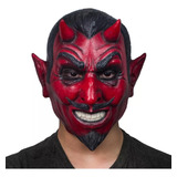 Máscara Diablo Con Cuernos Devil Halloween Terror Latex