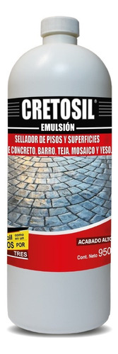 Sellador Cretosil Emulsión 950 Mls. Para Concreto, Barro, Teja, Ladrillo, Mosaico Y Yeso ( Acabado Brillo, Color Transparente)