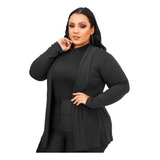 Cardigan Feminino Plus Size Casaco Sobretudo Liso Quimono