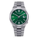 Reloj Citizen Nj0150-81x Tsuyosa Automático Con Correa Verde, Color Plateado