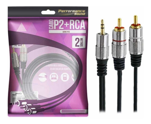 Cabo Auxiliar P2 Estereo X 2rca Blindado Profissional 2m