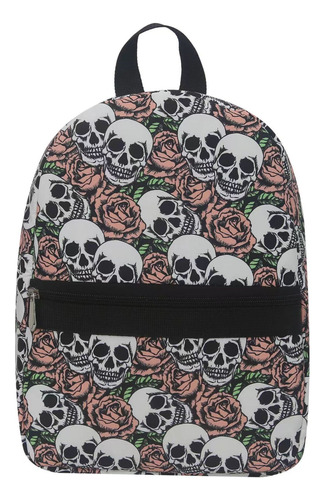 Mochila Con Patrón De Esqueleto Lindo De 17 Pulgadas Mochila De Viaje De Moda Para Mujeres Mochila Universitaria + El Mismo Estilo De Billetera