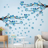 3d Pegatinas De Pared De Flor De Ciruelo Azul, Pájaros Y Flo