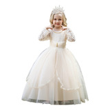 Vestido Largo Elegante De Princesa Champán Para Niñas