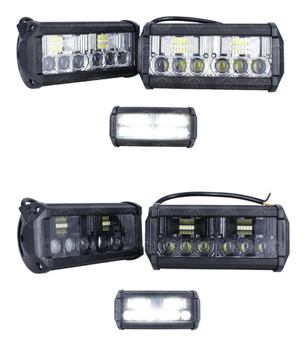 Par Faros Barra 16 Led Lupa Dual Auxiliar Jeep 4x4 Estrobo