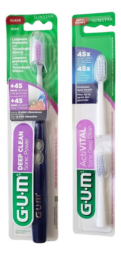 Gum Activital Sonic Deep Clean Cepillo Dental C/ 3 Repuestos